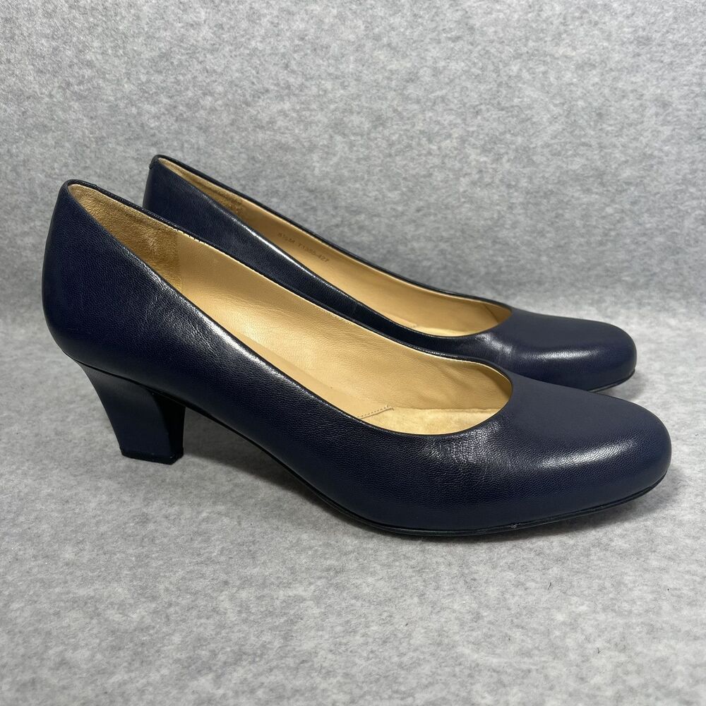Trotters Signature Penelope Women 8.5 M Navy‎ Blue Leather Pump Flight Attendant